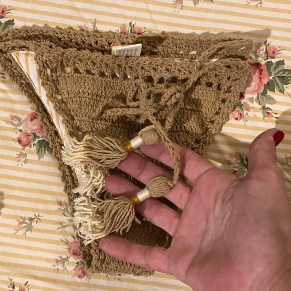 Handmade Crochet Bikini in Tan and Cream